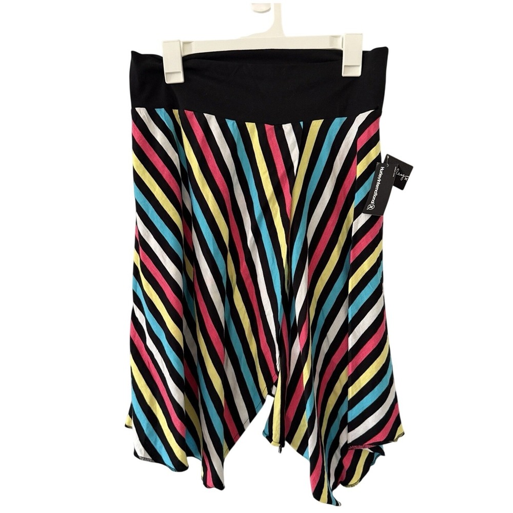 VTG‎ Hurley Y2K Neon Striped Skirt Large Vintage NWT Womens Asymmetrical Skater